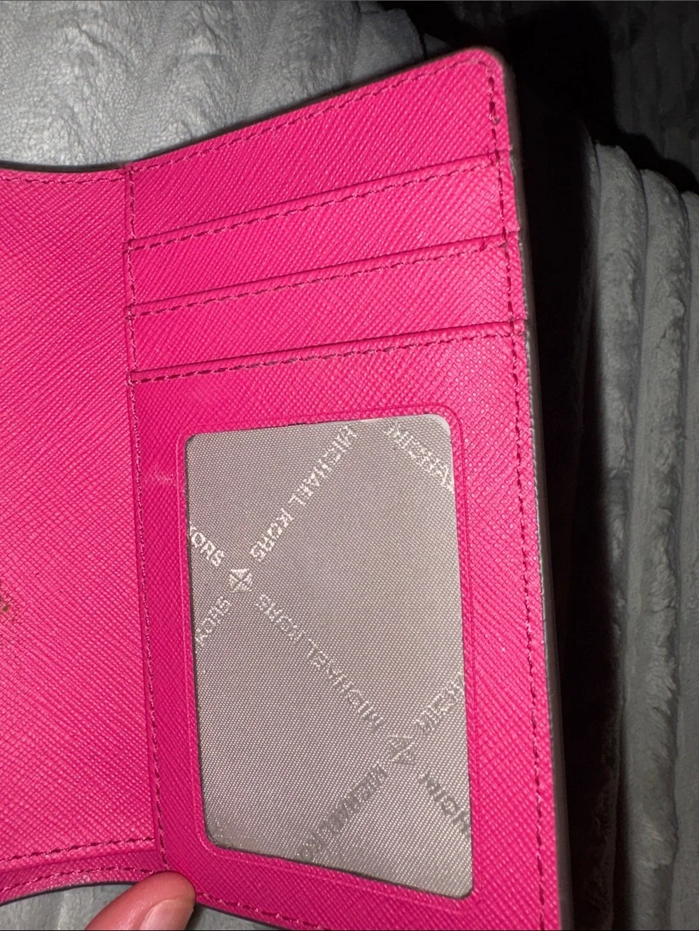 Michael Kors Bright Pink Saffiano Card Holder Wallet